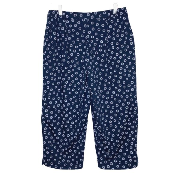 Alfred Dunner Petite Navy Blue Floral Cropped Pants - Size 10P - Picture 2 of 5